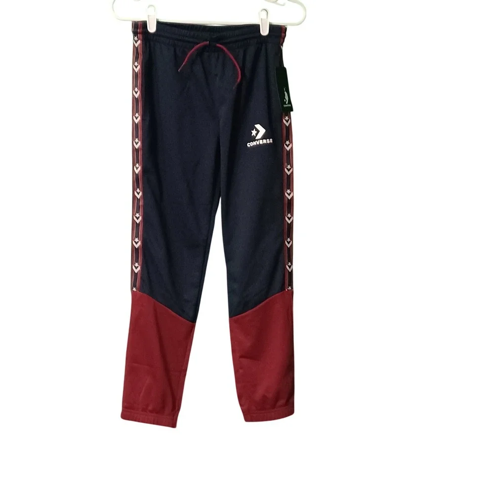 Converse Boys Navy Blue Red Star Chevron Logo Track Pants Joggers Size M 10-12Y